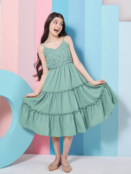 PSPeaches - Olive Layered Dress for Girls