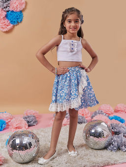 PSPeaches - Blue Frill Skirt with Top for Girls (Set of 2)