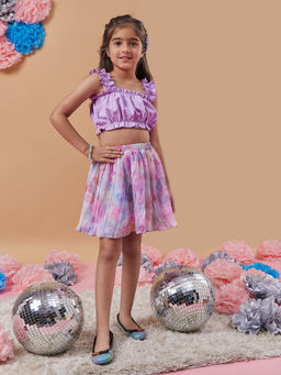 PSPeaches - Purple Skirt with Crop Top for Girls (Set of 2)