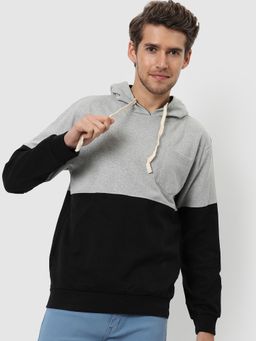 Campus Sutra - Color Block Hooded Sweatshirt Patch Pocket