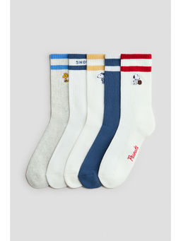 H&M - Boys White 5-Pack Intarsia Motif Socks