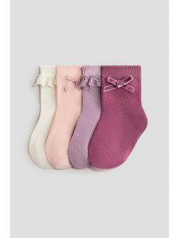 H&M - Girls Pink 4-Pack Socks