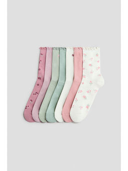 H&M - Girls Turquoise 7-Pack Socks