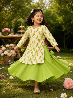 Somersault - Green Mitthu Kurta with Skirt (Set of 2)