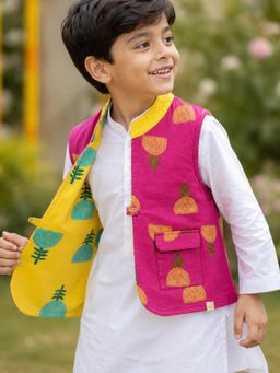 Somersault - Yellow Pushp Reversible Nehru Jacket