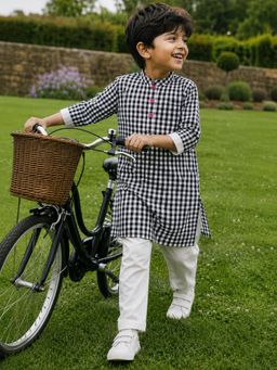 Somersault - Black Gingham Kurta