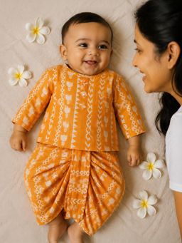 Somersault - Orange Printed Kurta and Dhoti