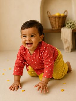 Somersault - Printed Bandhani Wrap Kurta and Dhoti