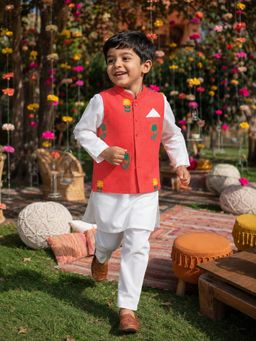 Somersault - White Kurta and Pyjama with Nehru Jacket