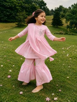 Somersault - Pink Anarkali Sharara Set with Dupatta