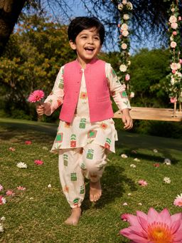 Somersault - Floral Kurta and Pyjama with Nehru Jacket