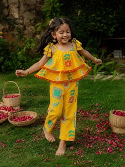 Somersault - Yellow Bandhani Print Pant Top Set