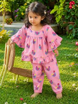 Somersault - Printed Pink Kaftan Top and Pant