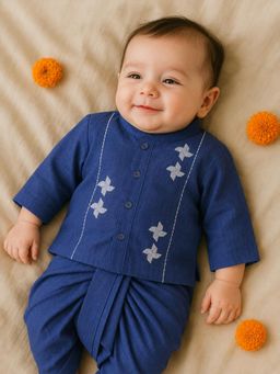 Somersault - Blue Embroidered Kurta and Dhoti