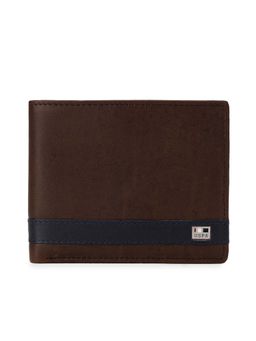 U.S. POLO ASSN. - Men Sonar Brown-Blue Leather Colorblock Two Fold Wallet