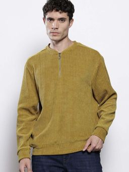 The Indian Garage Co - Men's Mustard Relax Fit Corduroy High Neck Sweatshirt
