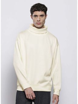 The Indian Garage Co - Men's Cream Oversize Turtle Neck Pullover Sweatshirt