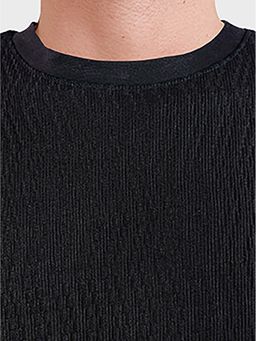 The Indian Garage Co - Men's Black Johnny Collar Textured T-Shirt