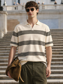 The Indian Garage Co - Men's Black Stripes Slim Fit Polo T-Shirt