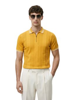 The Indian Garage Co - Men's Yellow Half Sleeve Collar Neck Polo T-Shirt