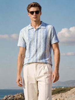 The Indian Garage Co - Men's Blue Relaxed Fit Half Sleeves Polo T-Shirt