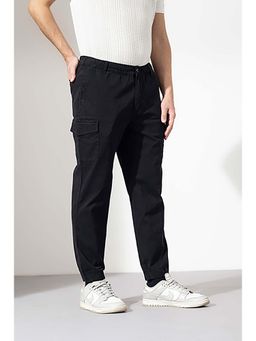 GRITSTONES - Men's Black Elasticated Waist Denim Cargo