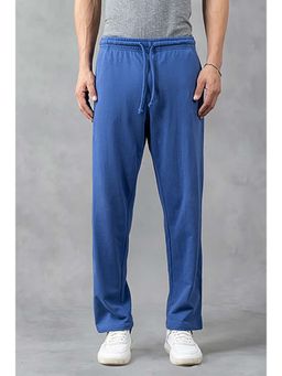 GRITSTONES - Men's Blue Solid Loose Trackpant