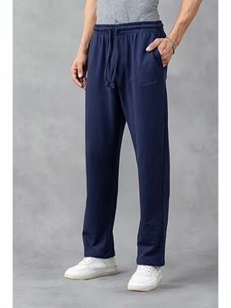 GRITSTONES - Men's Navy Blue Solid Loose Trackpant