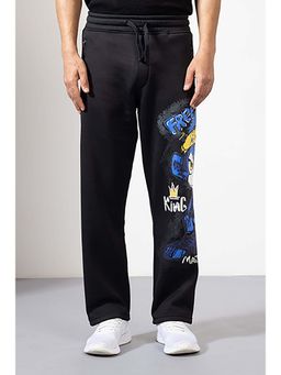 GRITSTONES - Men's Black Graphic Printed Trackpant