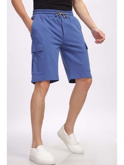 GRITSTONES - Men's Blue Premium Loop Knit Cotton Shorts