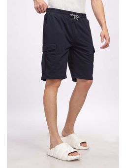 GRITSTONES - Men's Navy Blue Premium Loop Knit Cotton Shorts