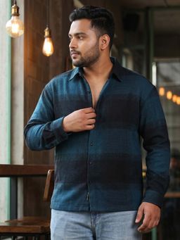 Instafab Plus - Men's Teal Buffalo Check Regular Fit Full Sleeve Casual Shirt