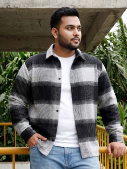 Instafab Plus - Men's Black Buffalo Check Regular Fit Full Sleeve Casual Shirt