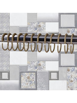 Kookee - Brown Shaped Hooks Rust-Proof Plastic Shower Curtain Rings (Pack of 12)