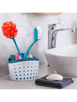 Kookee - White Ceramic Sink Organizer - Caddy for Brush, Soap, Sponge & Cloth (Set of 2)