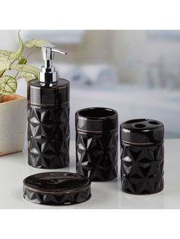 Kookee - Black Ceramic Bathroom Modern Luxury Bath Accessories (Set of 4)