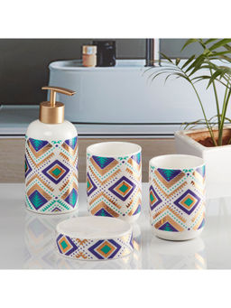 Kookee - Multi-Color Ceramic Bathroom Modern Luxury Bath Accessories (Set of 4)