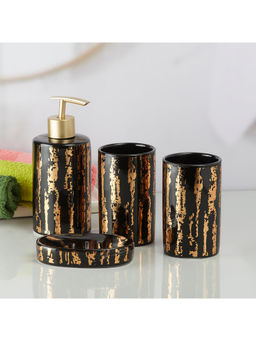 Kookee - Black Ceramic Bathroom Modern Luxury Bath Accessories (Set of 4)