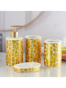 Kookee - Gold Ceramic Bathroom Modern Luxury Bath Accessories (Set of 4)