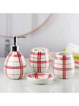 Kookee - White Ceramic Bathroom Modern Luxury Bath Accessories (Set of 4)