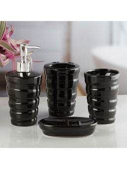 Kookee - Black Ceramic Bathroom Modern Luxury Bath Accessories (Set of 4)
