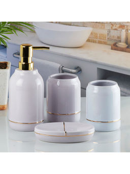 Kookee - Purple Ceramic Bathroom Modern Luxury Bath Accessories (Set of 4)