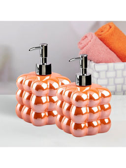 Kookee - Orange Stylish Refillable Bathroom Ceramic Soap Dispensers (Pack of 2)