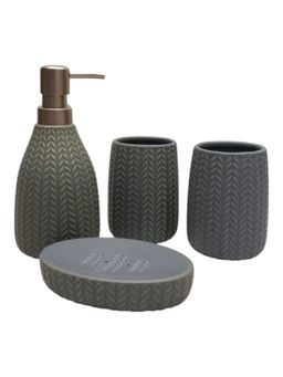 Kookee - Grey Ceramic Bathroom Modern Luxury Bath Accessories (Set of 4)