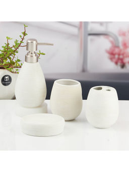 Kookee - White Ceramic Bathroom Modern Luxury Bath Accessories (Set of 4)