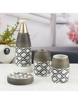 Kookee - Grey Ceramic Bathroom Modern Luxury Bath Accessories (Set of 4)