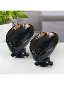 Kookee - Black Bathroom Stylish & Functional Ceramic Soap Dishes (Pack of 2)