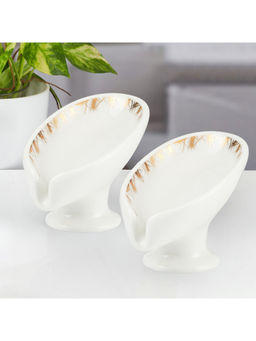 Kookee - White Bathroom Stylish & Functional Ceramic Soap Dishes (Pack of 2)