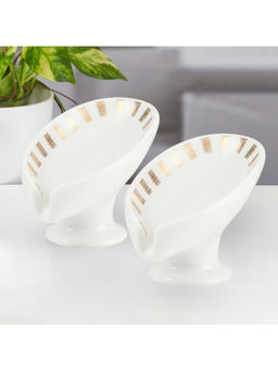 Kookee - White Bathroom Stylish & Functional Ceramic Soap Dishes (Pack of 2)