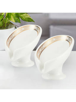 Kookee - White Bathroom Stylish & Functional Ceramic Soap Dishes (Pack of 2)